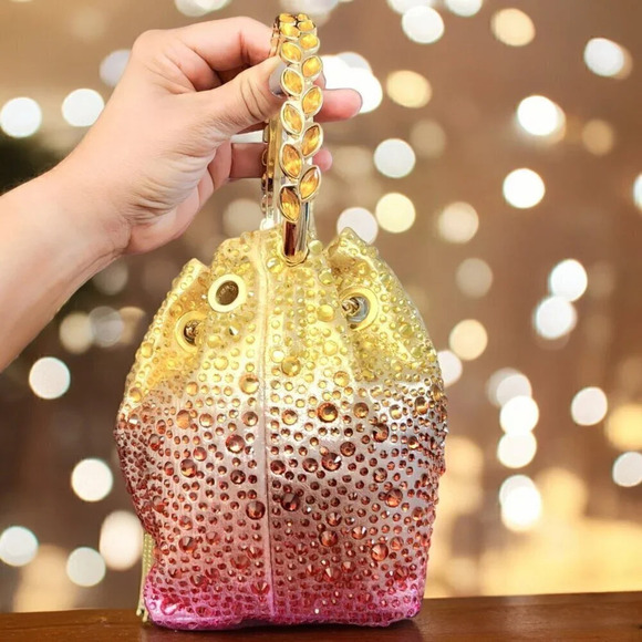 ๐๏ธDazzling Evening Party Cocktail Rhinestones Crystals Colorful Bucket  Bag - Picture 7 of 16